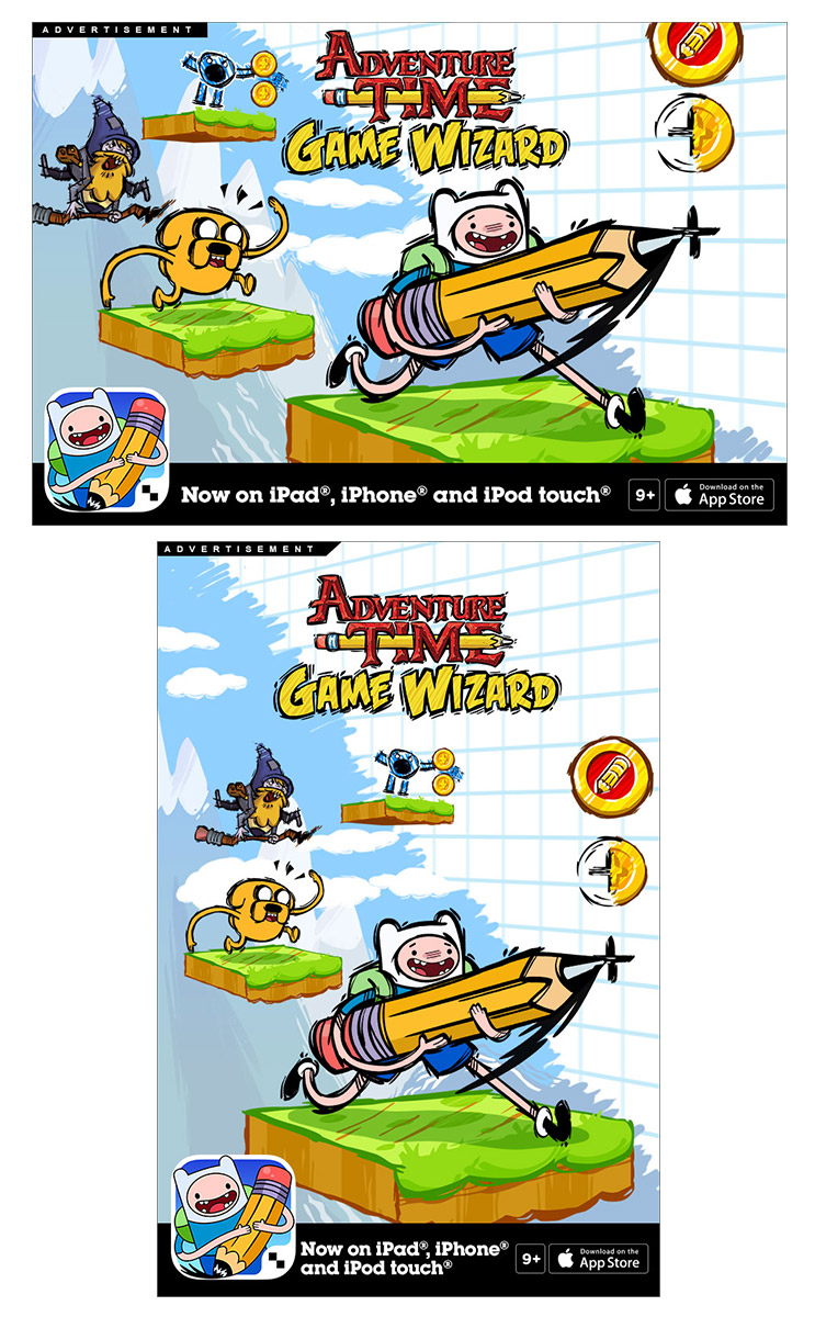 Title card art finals in mobile ads