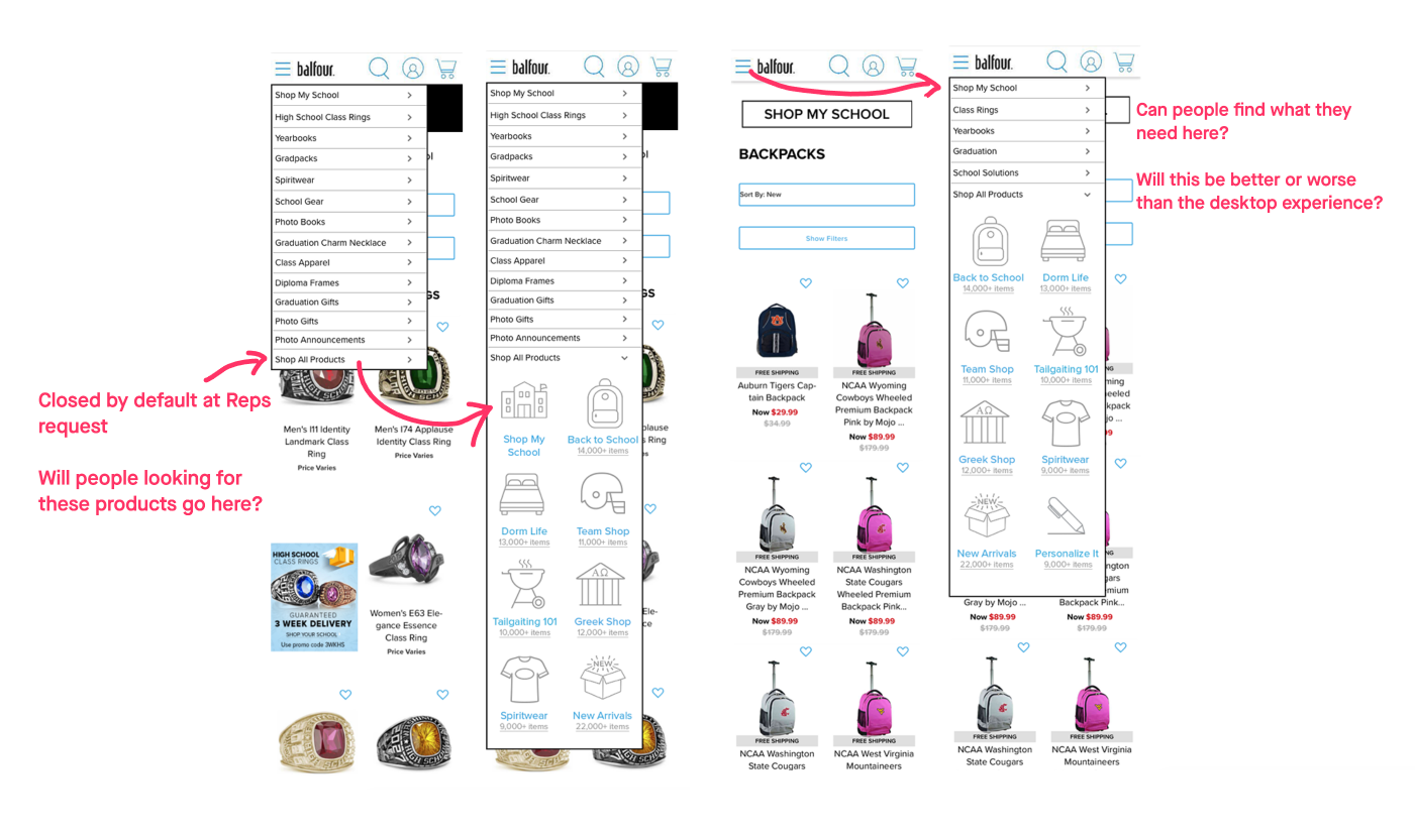 image of marked up mobile screens
